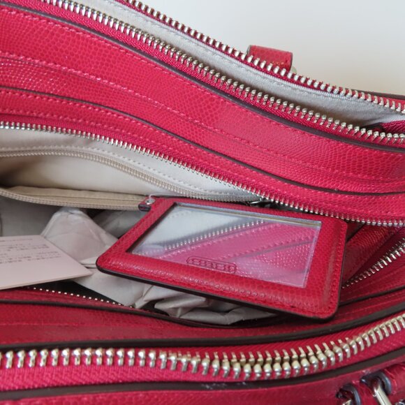 COACH Pinnacle Harper grenadine red embossed lizard tote bag satchel EUC 23572 - Picture 9 of 16